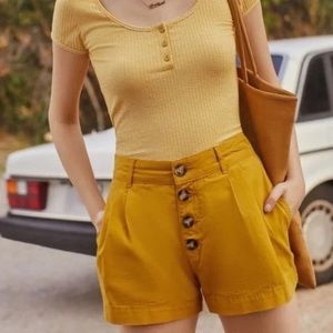 LAST CHANCE Urban Outfitters BDG Mustard Yellow Button High Waisted Shorts